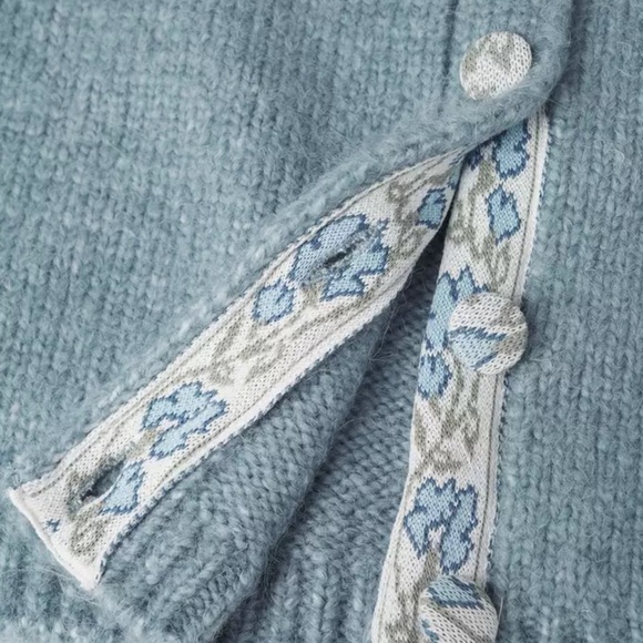 NWT NWT MANGO MNG BLUE MATILDA CHUNKY KNIT CARDIGAN SWEATER SZ M - Picture 5 of 10